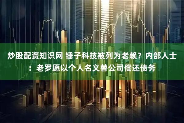 炒股配资知识网 锤子科技被列为老赖？内部人士：老罗愿以个人名义替公司偿还债务